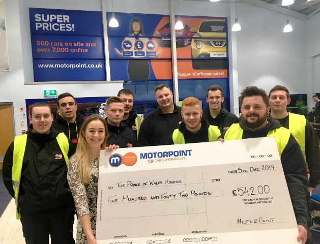 Michael Sutton and the Yard team from Motorpoint Castleford with Jessica Poole (Centre) from The Prince of Wales Hospice Michael Sutton and the Yard team from Motorpoint Castleford with Jessica Poole (Centre) from The Prince of Wales Hospice