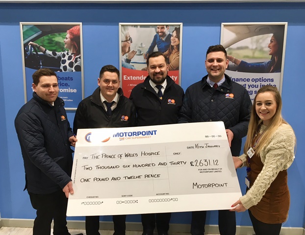 The team at Motorpoint Castleford present Jessica Poole (right) with a cheque for £2,631 The team at Motorpoint Castleford present Jessica Poole (right) with a cheque for £2,631