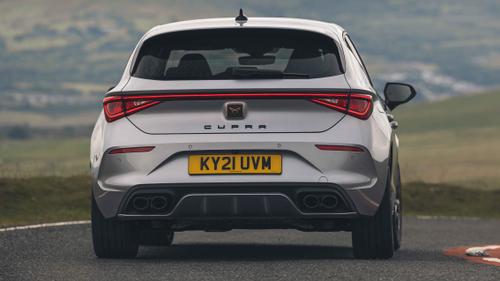 Cupra Leon driving rear view