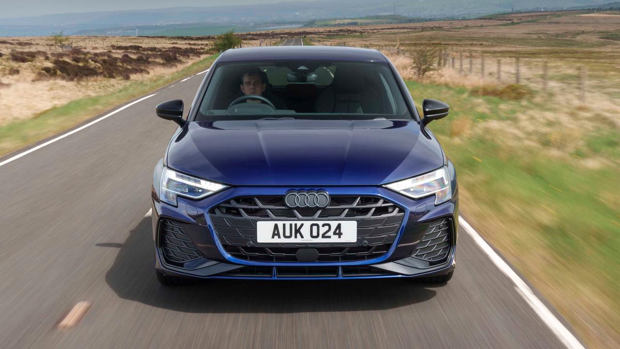 Audi A3 driving, front end view
