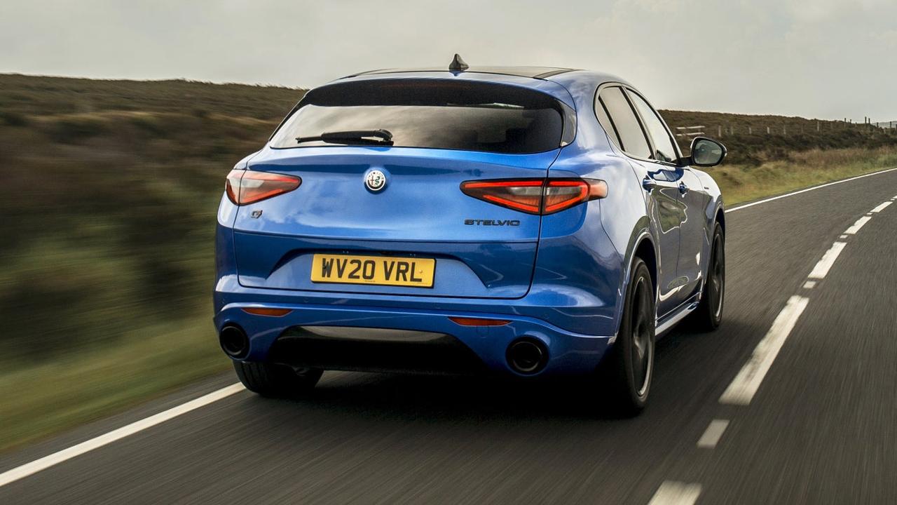 Alfa Romeo Stelvio driving rear view