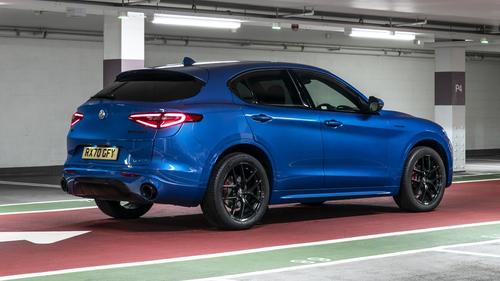 Alfa Romeo Stelvio in underground car park, rear view