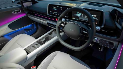 Hyundai Ioniq 6 interior with multicoloured ambient lighting