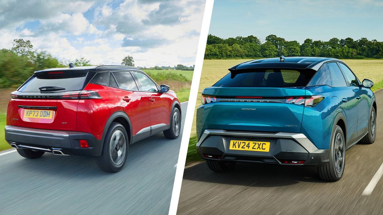 Peugeot 2008 vs Peugeot 3008 driving rear view