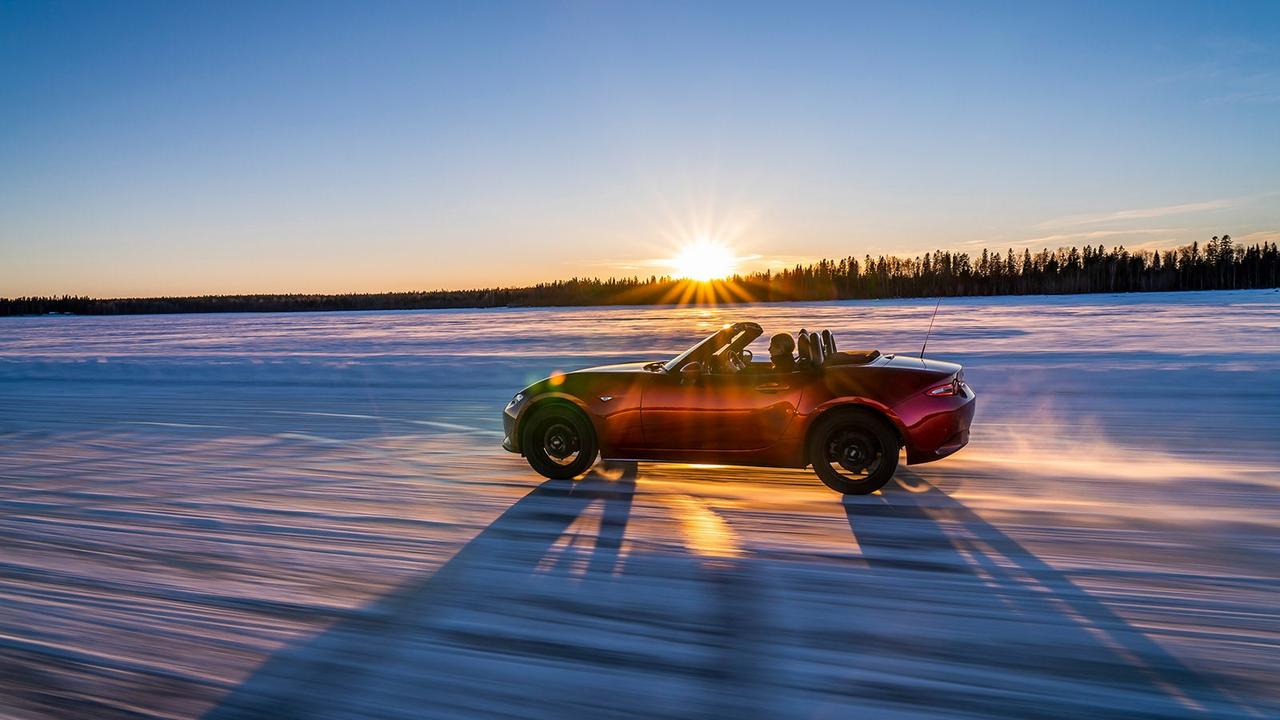Mazda MX-5 driving on snow