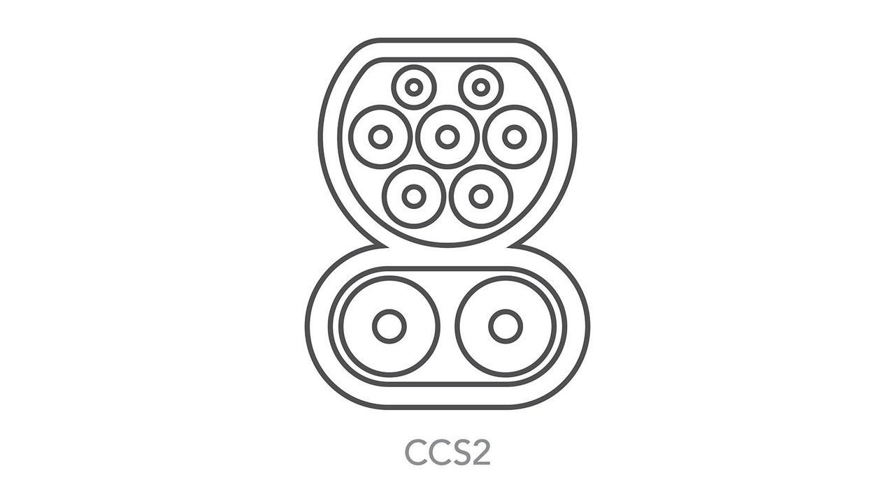 Diagram of a CCS2 Combined Charging System Type 2 connector