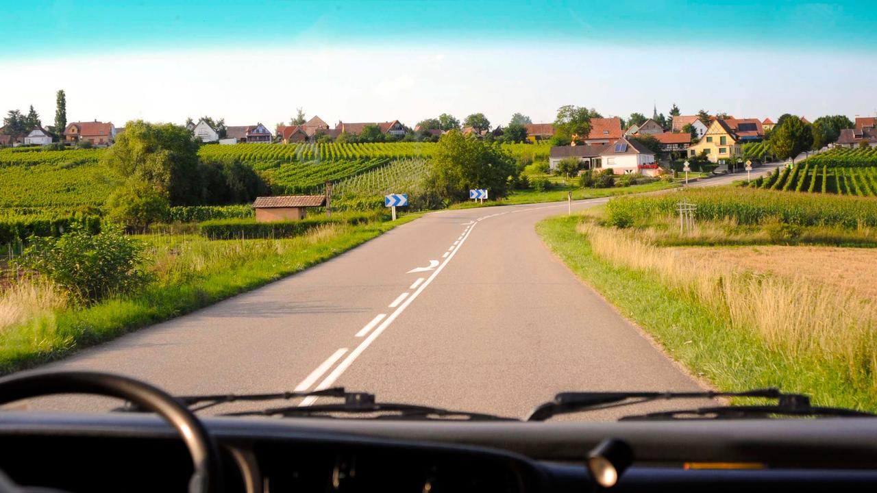 French country road scene