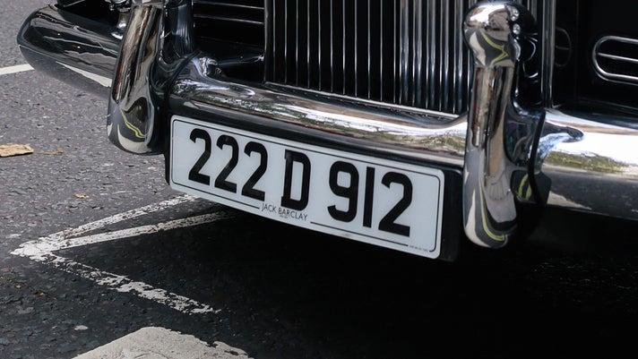 Diplomatic number plate on classic Rolls-Royce