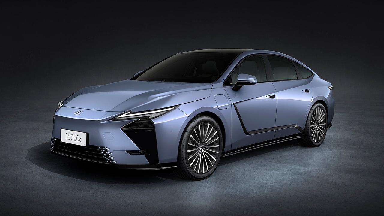 2026 Lexus ES (ES350e) in blue front three quarter