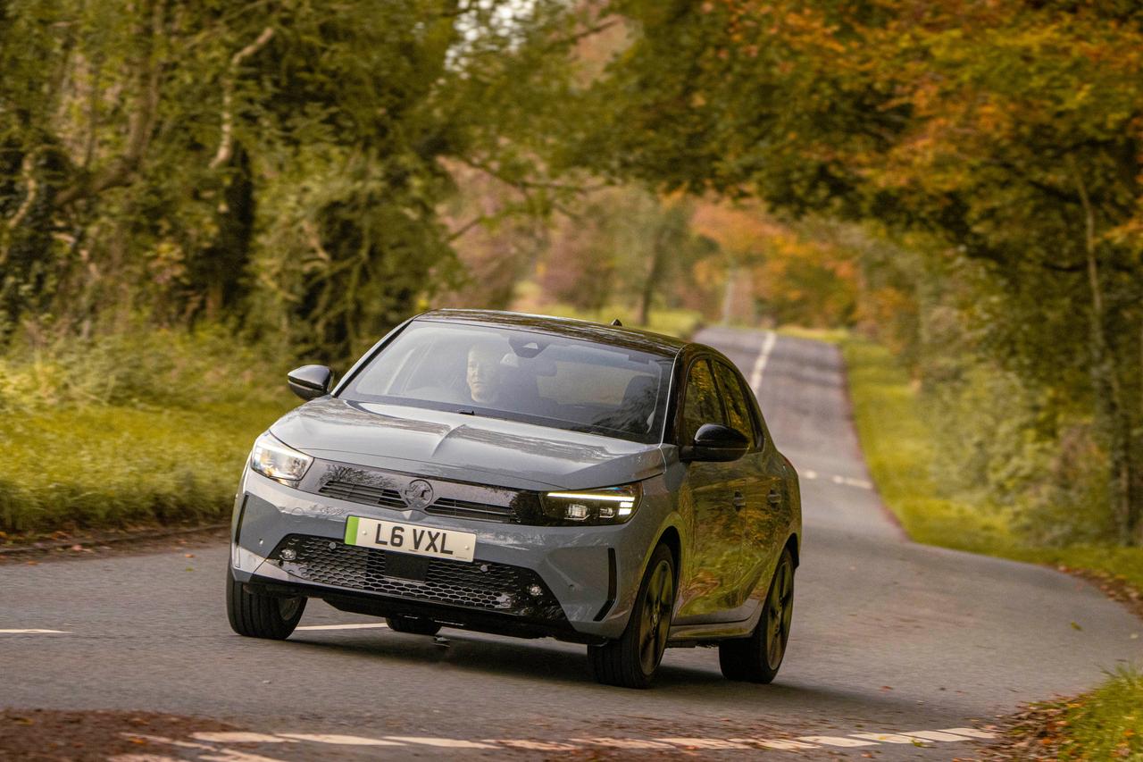 Vauxhall Corsa Electric driving front shot