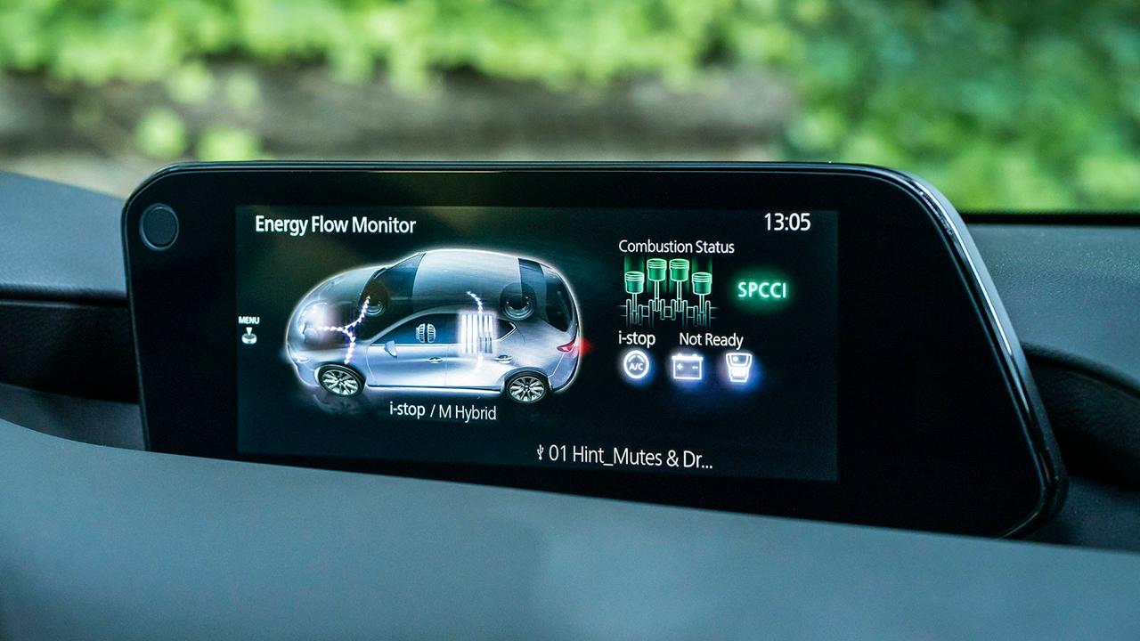 Mazda e-Skyactiv X engine energy flow monitor