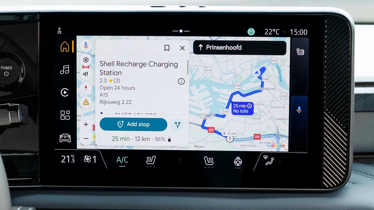 Nissan Micra EV with Google Maps on screen