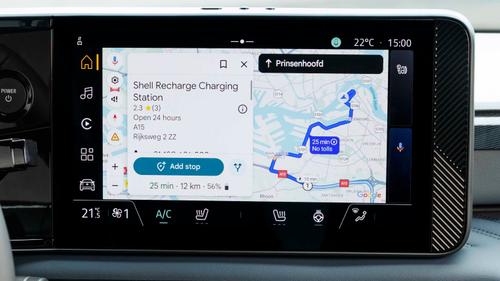 Nissan Micra EV with Google Maps on screen