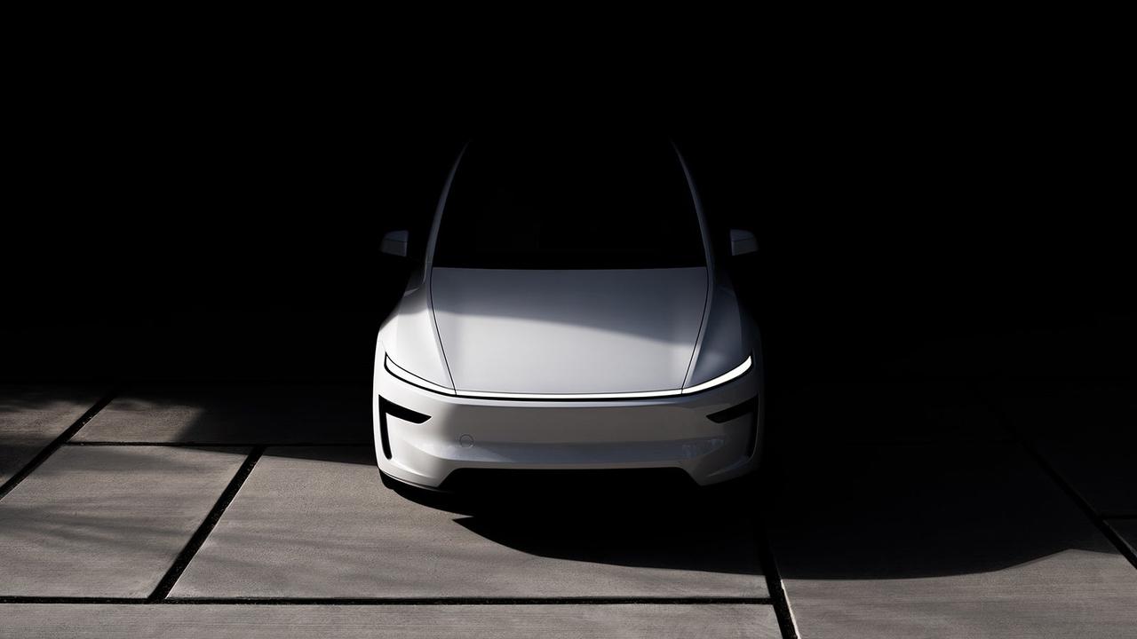 Tesla Model Y in white, front