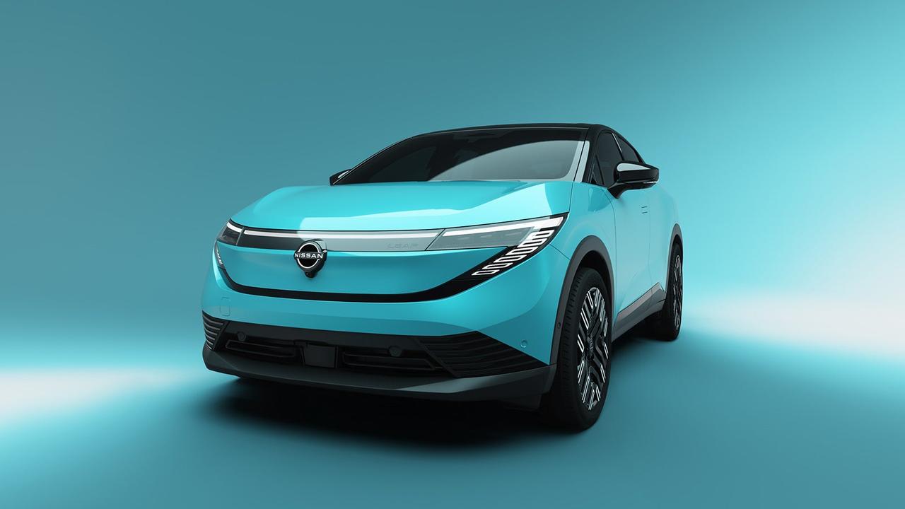 Nissan Leaf in blue, studio shot