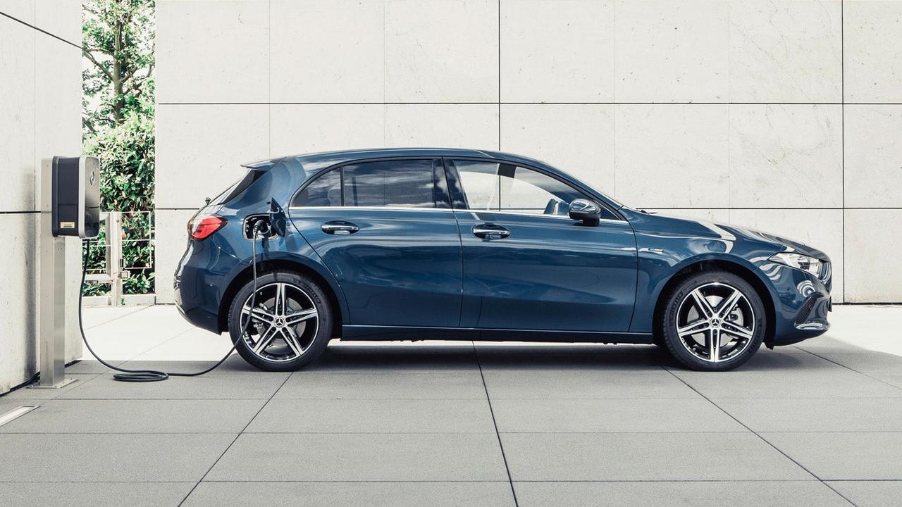 Mercedes A-Class plug-in hybrid charging, side view