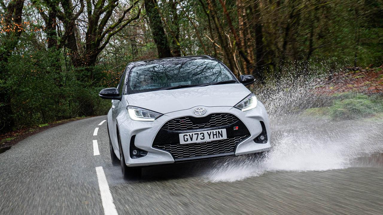 Toyota Yaris GR Sport in grey, front