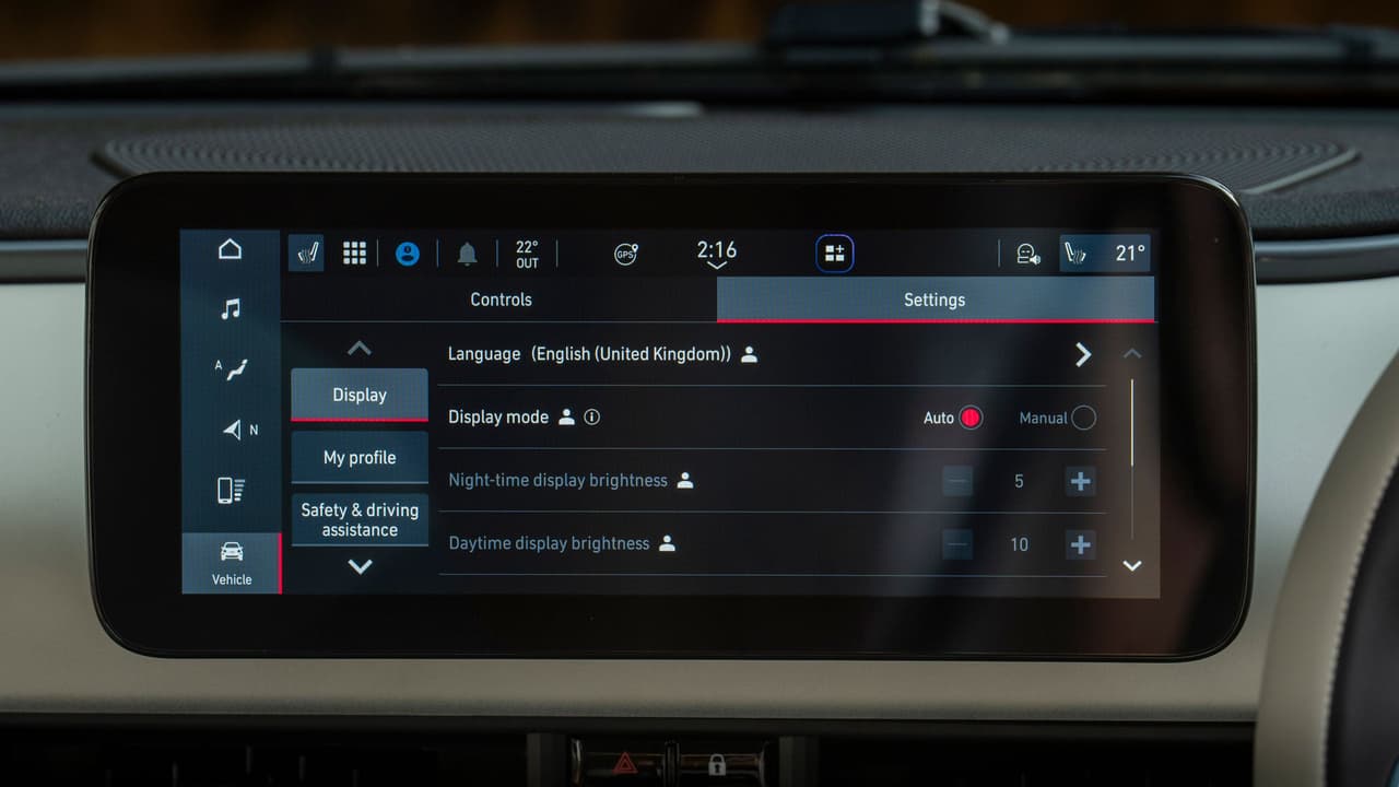 Fiat 500 Hybrid settings screen