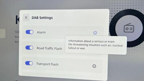 Changan Deepal S05 DAB radio alerts