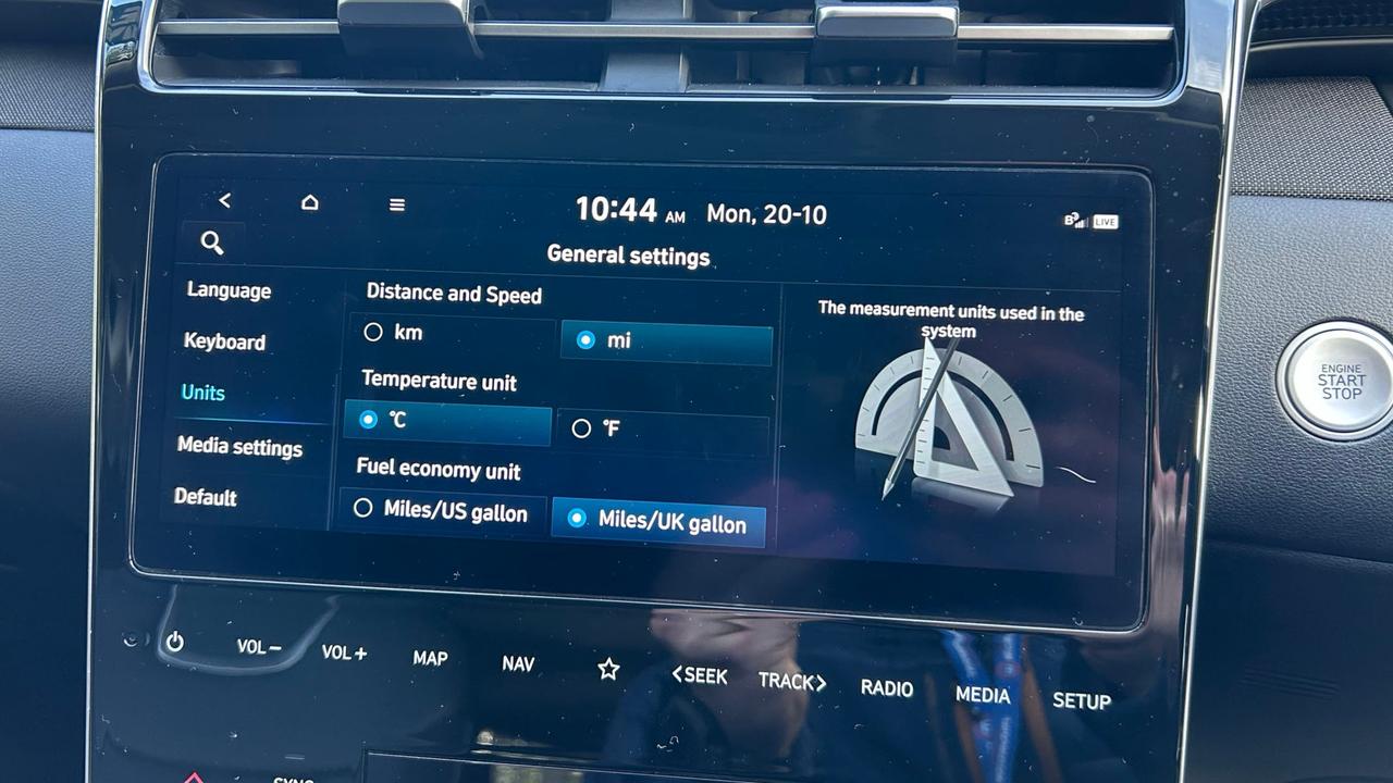 Hyundai Tucson units settings menu