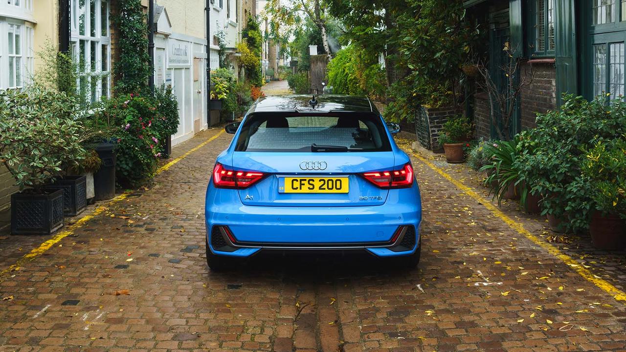 Audi A1 in blue, rear shot