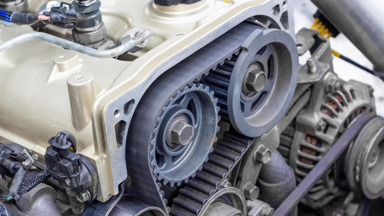 Car engine cambelt detail