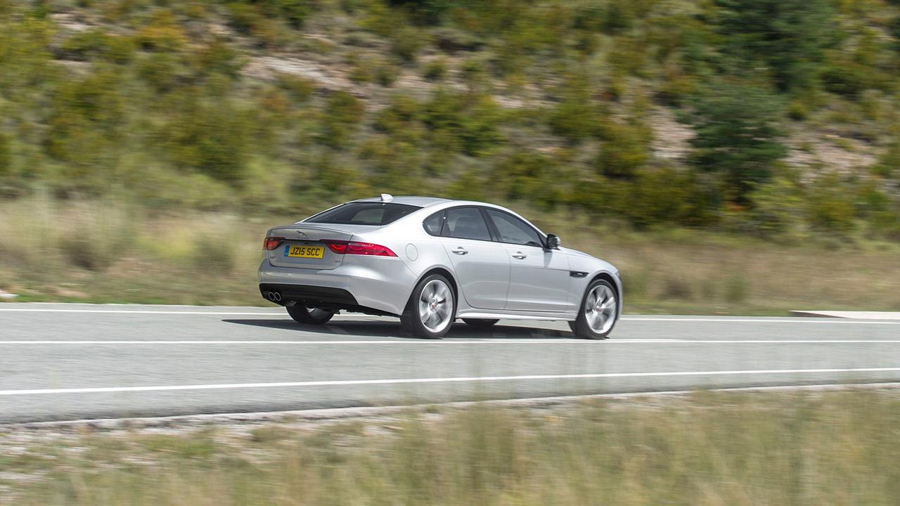 Jaguar XF rear three quarter, silver