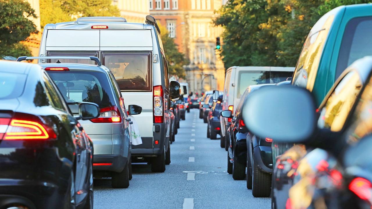 Cars in traffic in Europe