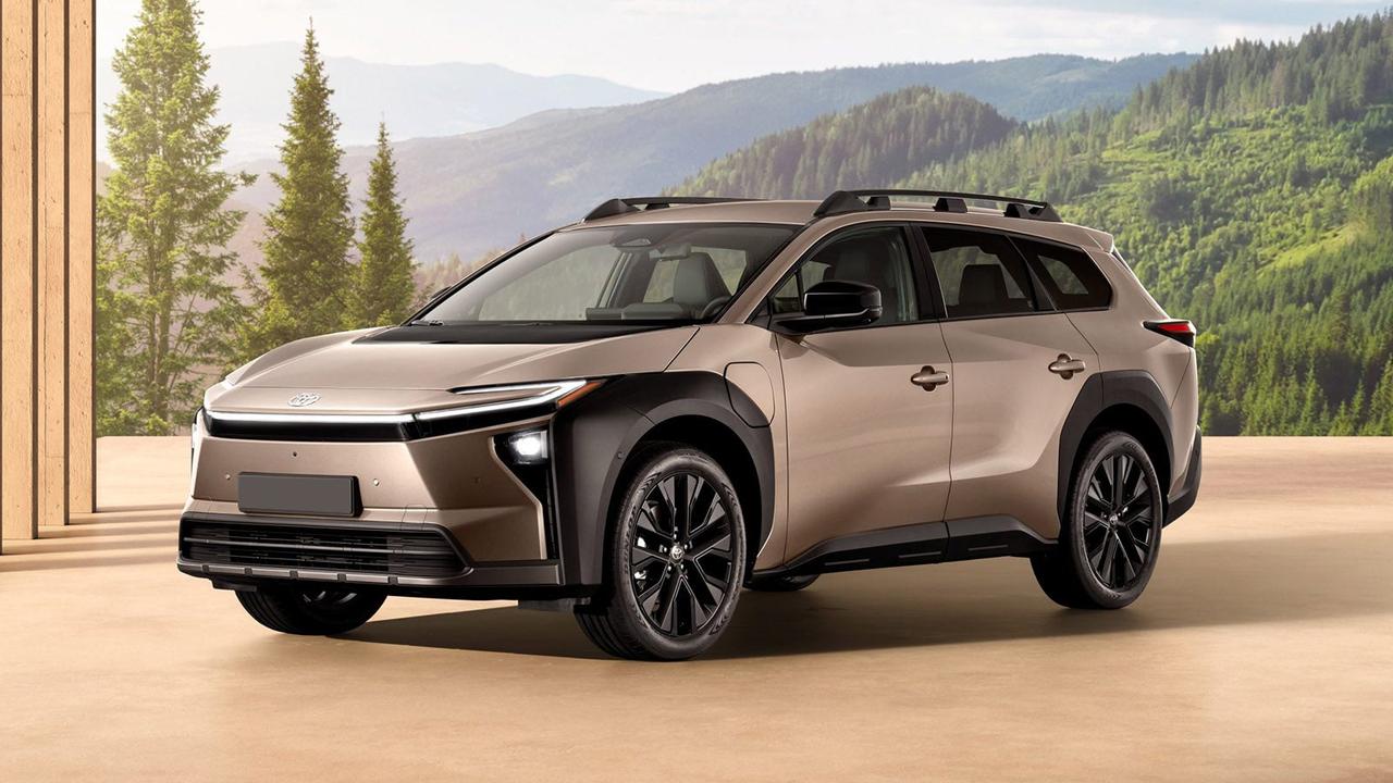Toyota bZ4X Touring in brown (static studio shot)
