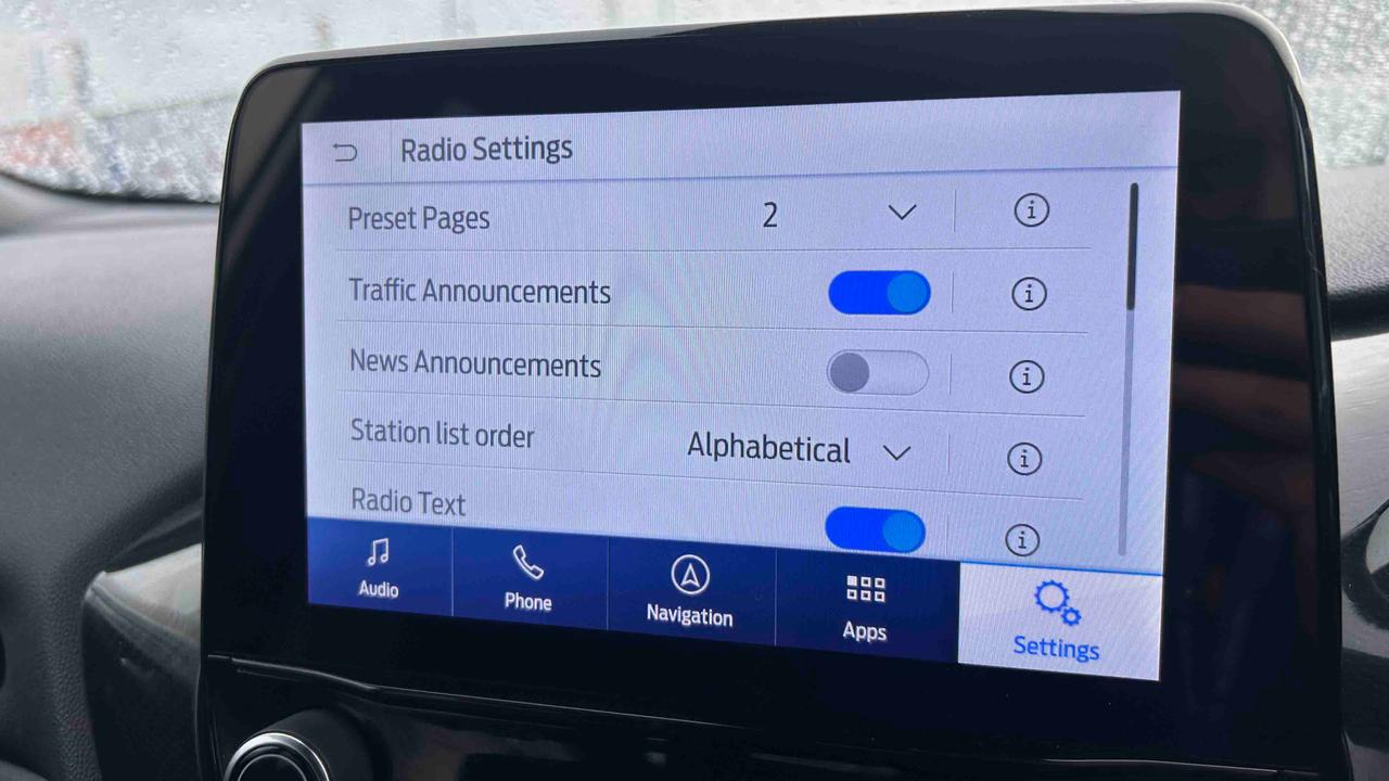 Ford Fiesta radio settings menu