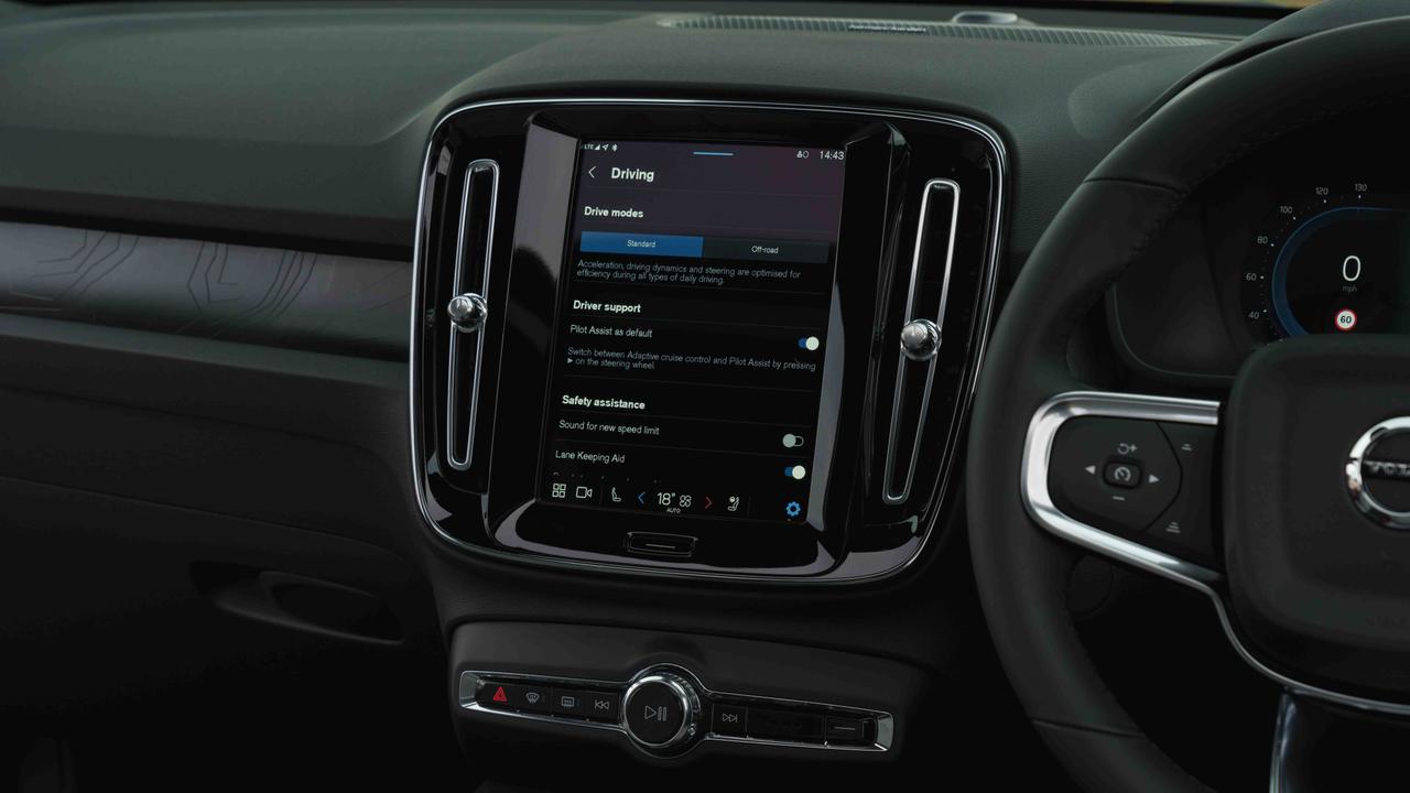 Volvo EX40 settings menu