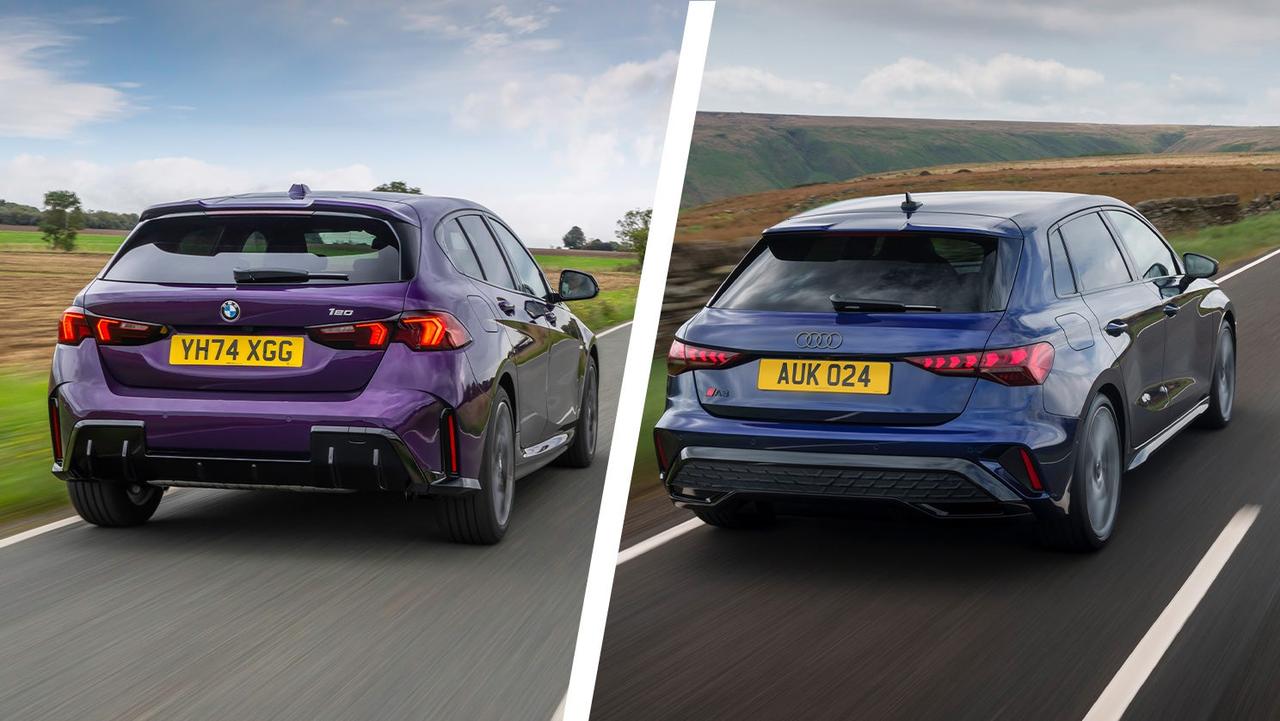 BMW 1 Series vs Audi A3 rear driving shots