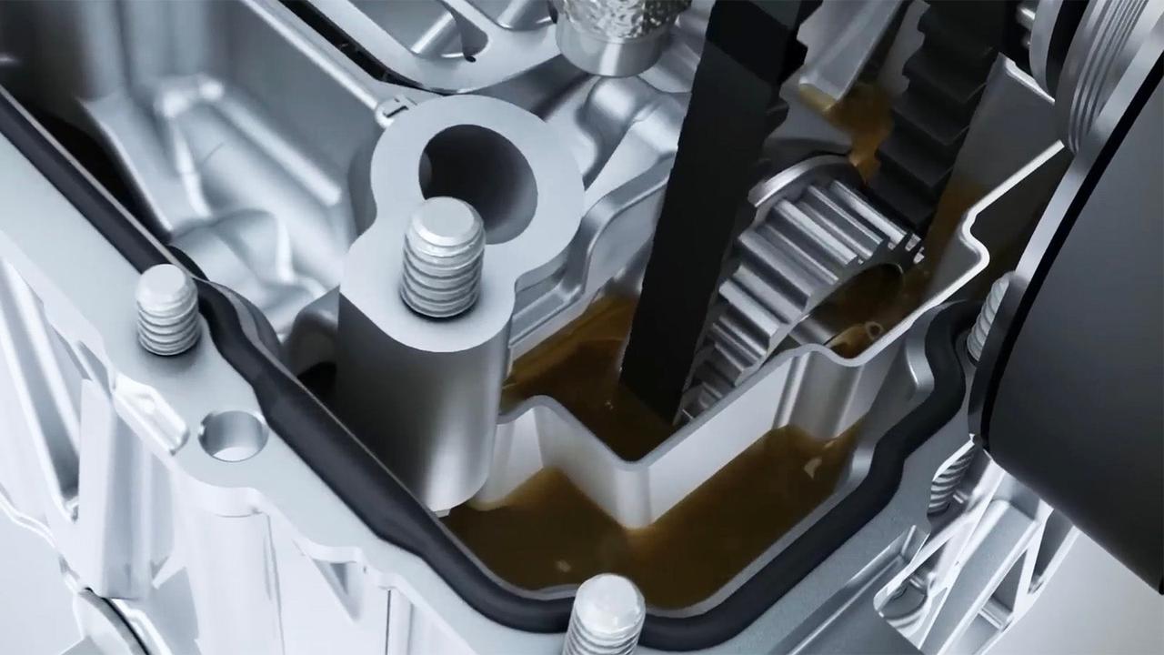 Wet belt immersed in oil closeup