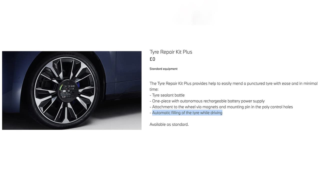 Screenshot of BMW Tyre Repair Kit Plus on BMW website