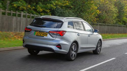 MG5 EV review – rear three quarter