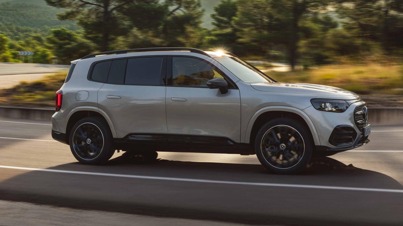 New Mercedes GLB driving, side view
