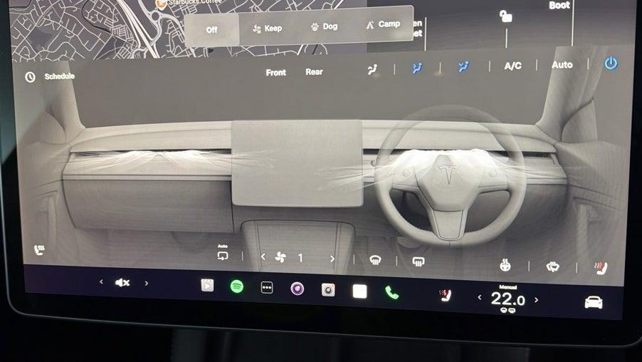 Tesla climate control screen