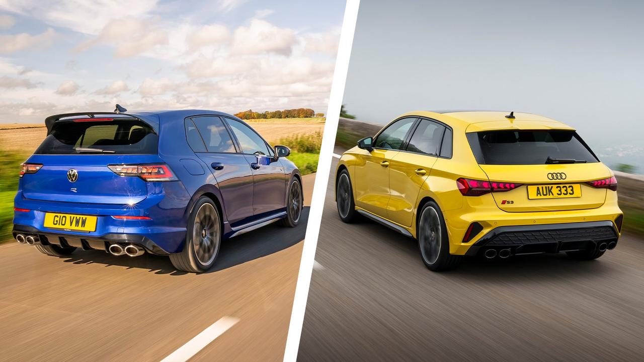 VW Golf R vs Audi S3 rear driving