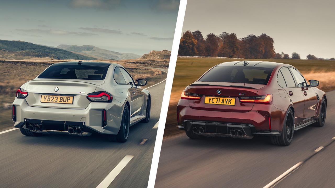 BMW M2 vs M3 – rear three quarter