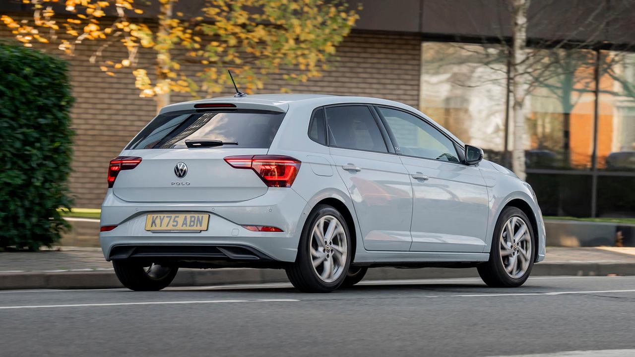 Volkswagen Polo in grey, rear three quarter
