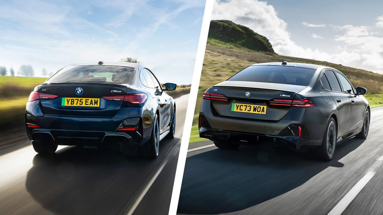 BMW i4 vs i5 driving rear view