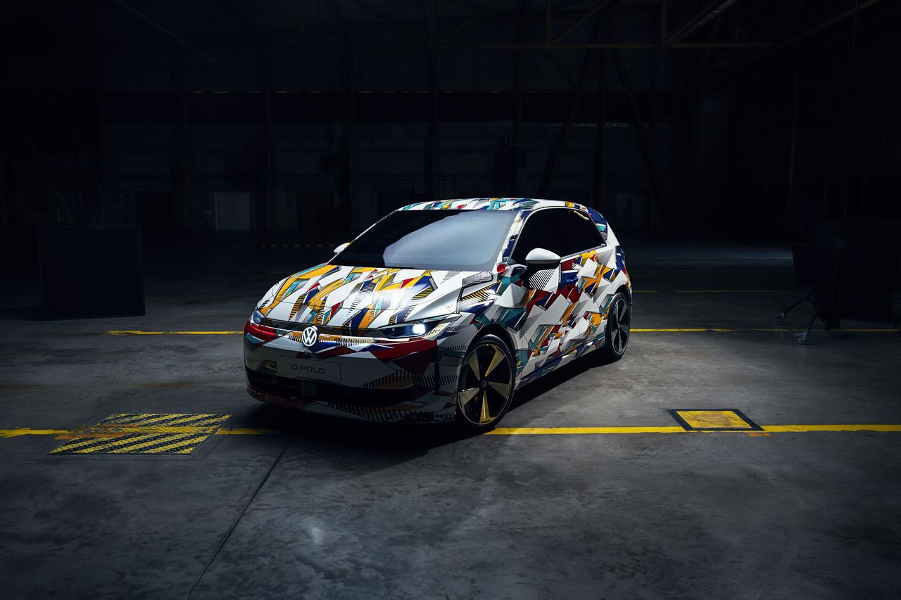 VW ID. Polo front three quarters camouflaged