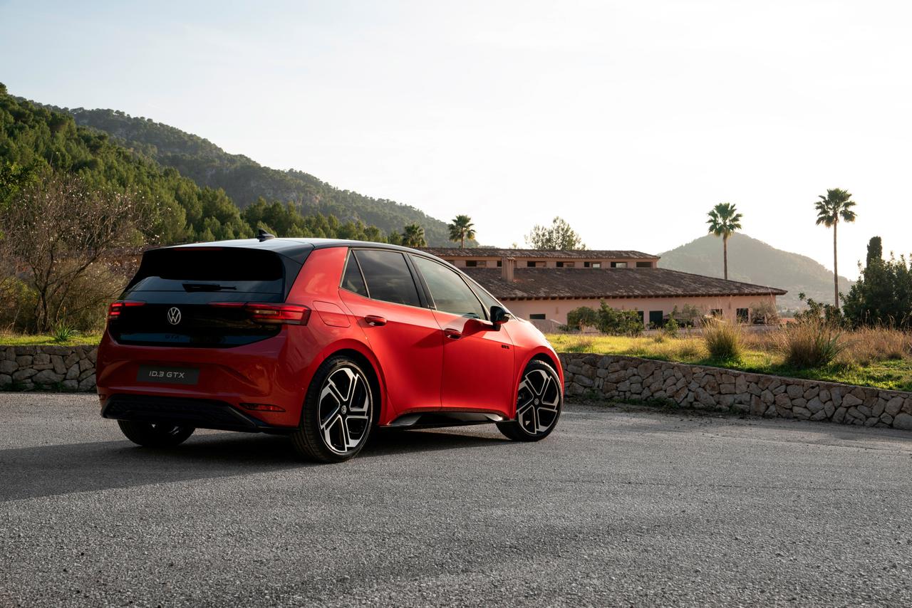 VW ID.3 GTX rear three-quarter shot