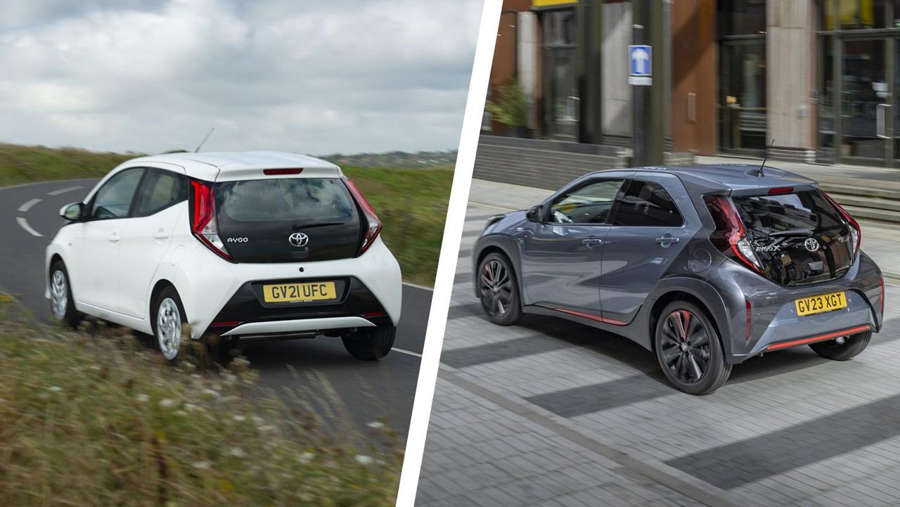 Toyota Aygo vs Aygo X – rear three quarters