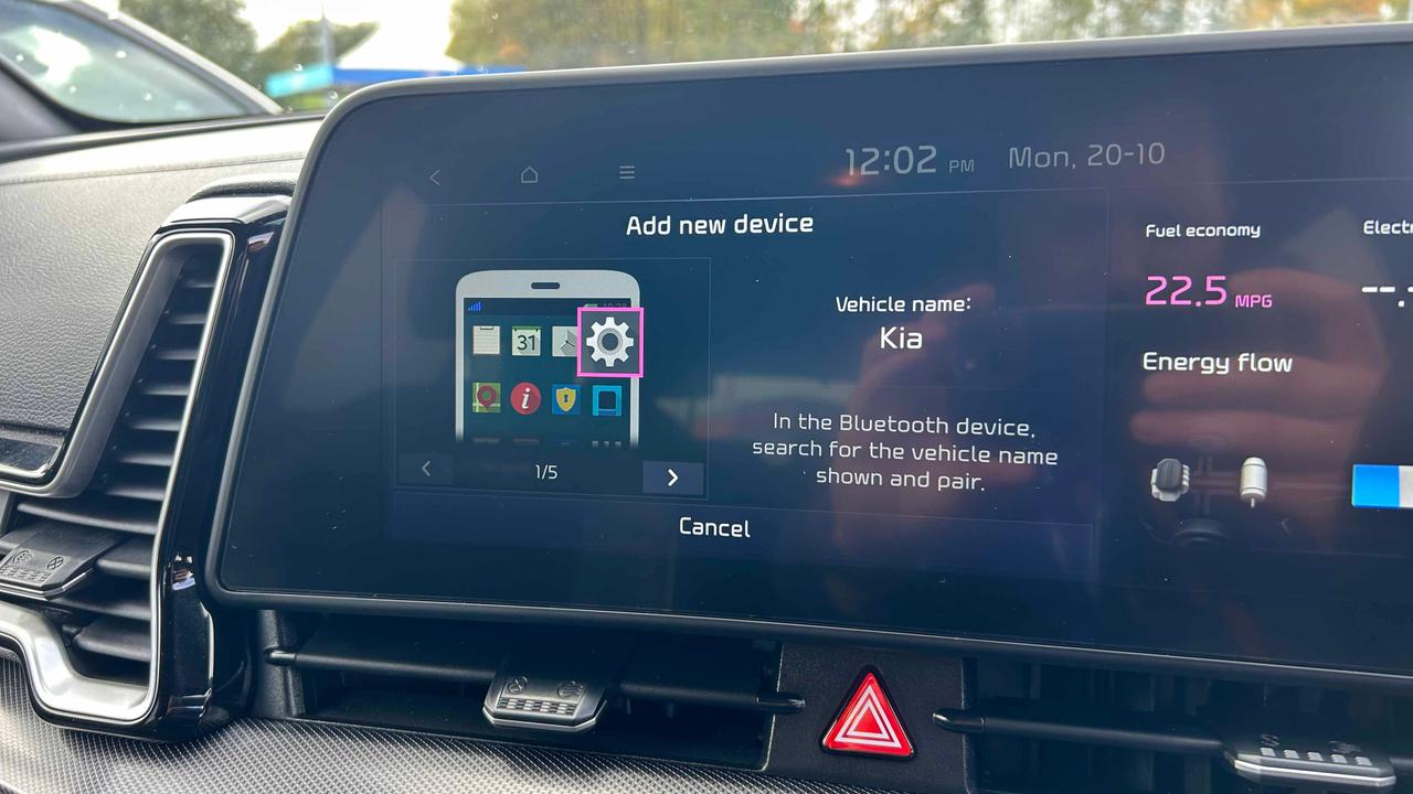 Kia Sportage phone connection screen