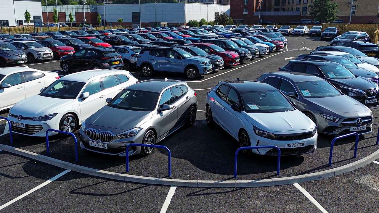 Cars parked at Motorpoint Leeds store
