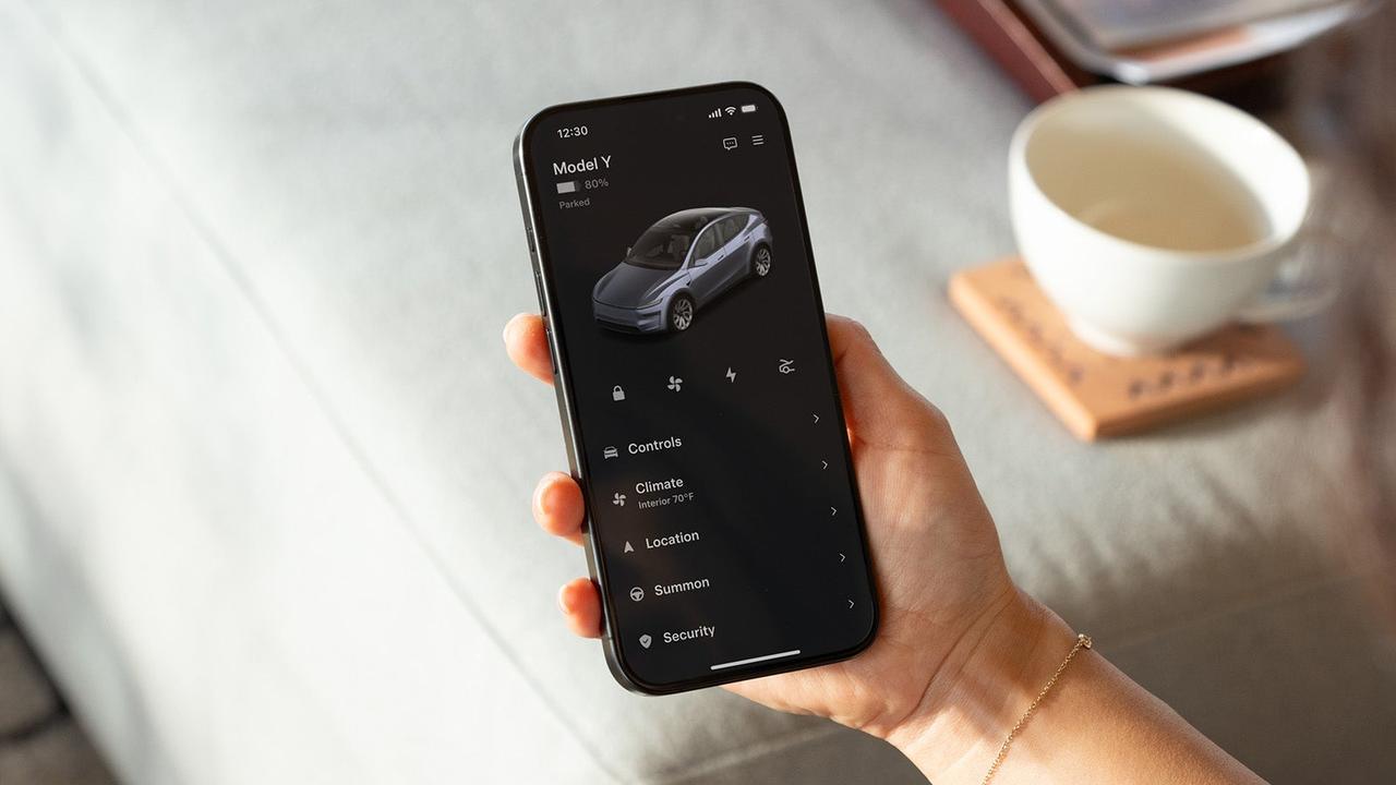 Driver using the Tesla app
