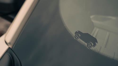 Dacia Duster close up - graphic of Duster model in windscreen