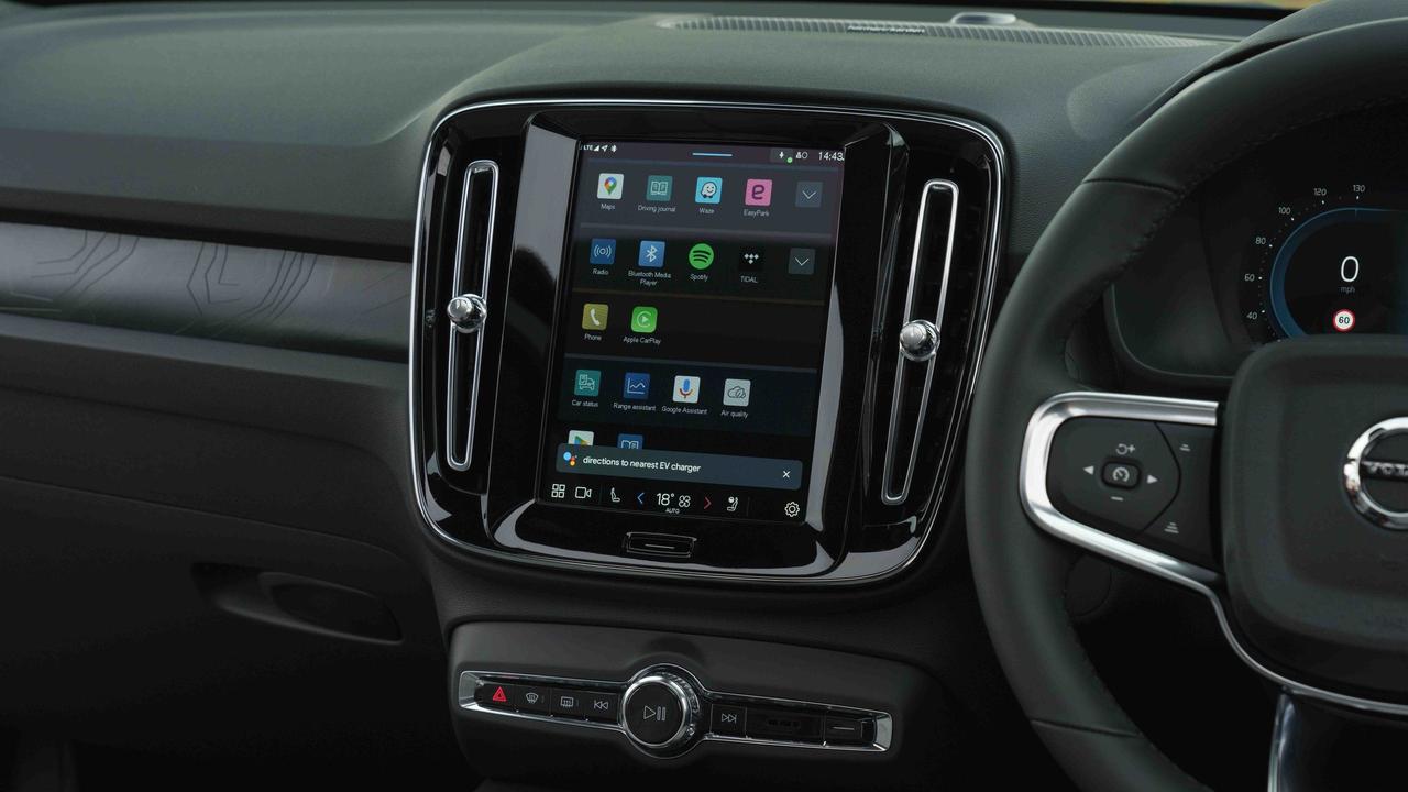 Volvo EX40 touchscreen home menu