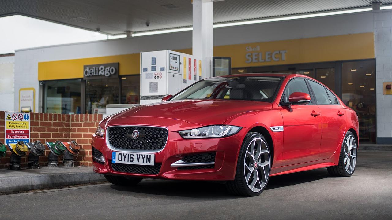 Jaguar XE at petrol station